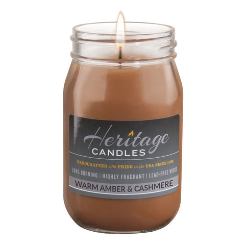 16-oz Canning Jar Candle - Warm Amber & Cashmere